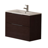 Eviva Galsaky 28" Wenge Modern Bathroom Vanity Wall Mount with White Integrated Porcelain Sink 
