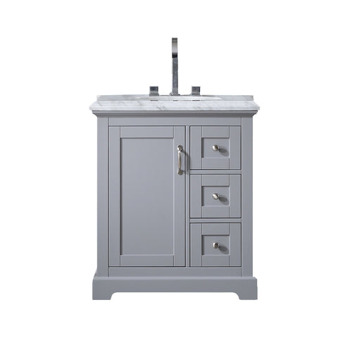 Eviva Houston 30" Gray Bathroom Vanity w/ Double Ogee Edge White Carrara Top