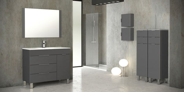 Eviva Geminis? 39" Grey Modern Bathroom Vanity with White Integrated Porcelain Sink 