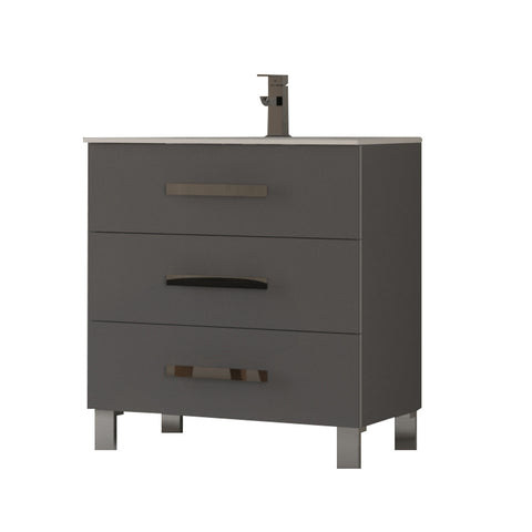 Eviva Libra? 31.5" Gray Modern Bathroom Vanity  Wall Mount with White Integrated Porcelain Sink