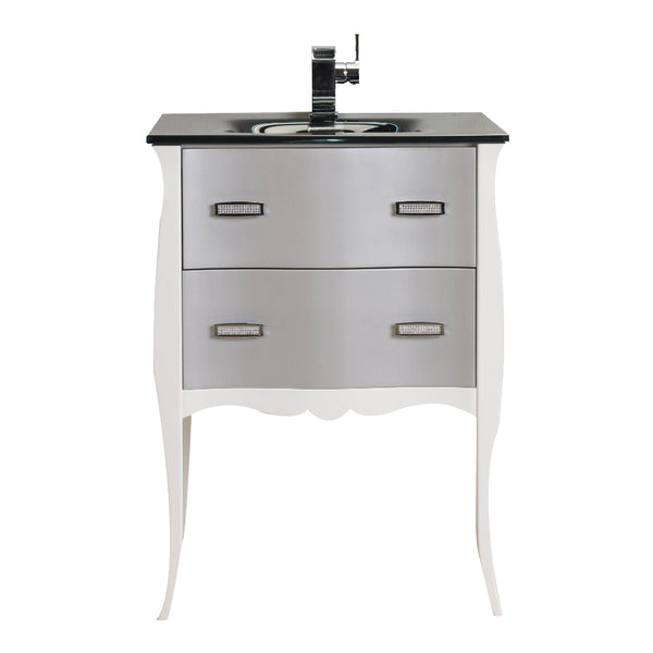 Eviva Aranjuez? 24?  White & Silver Modern Bathroom Vanity Set with Integrated Sink