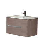 Eviva Aries? 32" Medium Oak Modern Bathroom Vanity  Wall Mount with White Integrated Porcelain sink