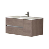 Eviva Aries? 39" Medium Oak Modern Bathroom Vanity  Wall Mount with White Integrated Porcelain sink