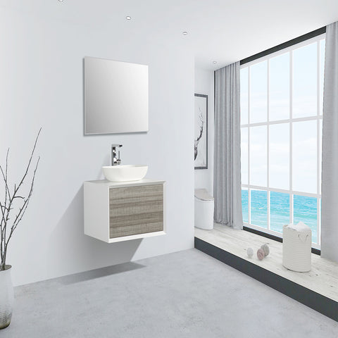 Eviva Santa Monica 30" Ash Wall Mount Bathroom Vanity w/ Solid Surface Sink