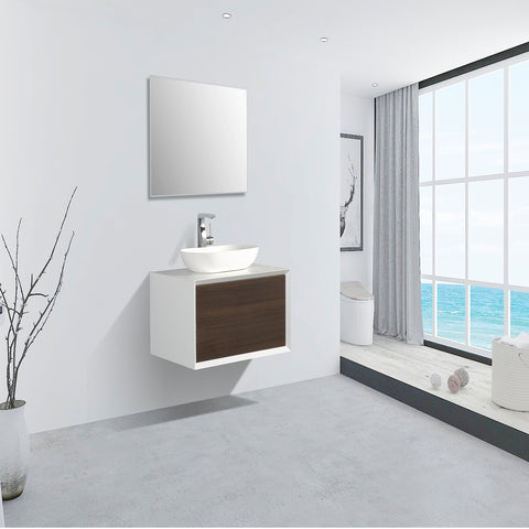Eviva Santa Monica 30" Gray Oak Wall Mount Bathroom Vanity w/ Solid Surface Sink