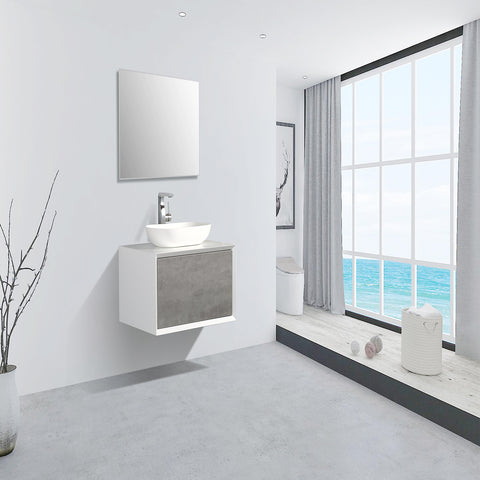 Eviva Santa Monica 30" Gray Wall Mount Bathroom Vanity w/ Solid Surface Sink