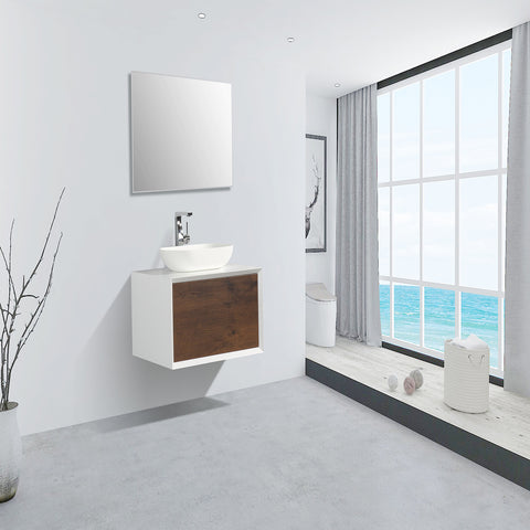 Eviva Santa Monica 30" Rosewood Wall Mount Bathroom Vanity w/ Solid Surface Sink