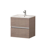 Eviva Ikaro? 24" Inch Medium Oak Modern Bathroom Vanity Wall Mount with White Integrated Porcelain Sink 