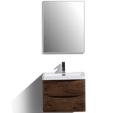 Eviva Smile? 24" Rosewood Modern Bathroom Vanity Set with Integrated White Acrylic Sink