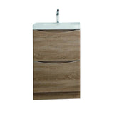 Eviva Smile? 24" White Oak Modern Bathroom Vanity Set with Integrated White Acrylic Sink Free Standing