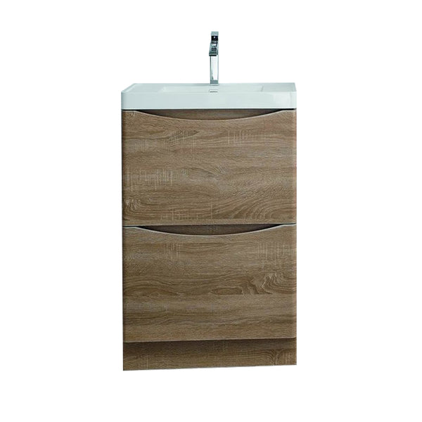 Eviva Smile? 24" White Oak Modern Bathroom Vanity Set with Integrated White Acrylic Sink Free Standing