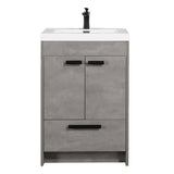 Eviva Lugano 24" Cement Gray Modern Bathroom Vanity w/ White Integrated Top