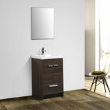 Eviva Lugano 24" Gray Oak Modern Bathroom Vanity w/ White Integrated Top