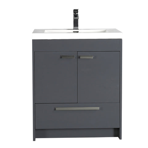 Eviva Lugano 24" Gray Modern Bathroom Vanity w/ White Integrated Top