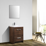 Eviva Lugano 24" Rosewood Modern Bathroom Vanity w/ White Integrated Top