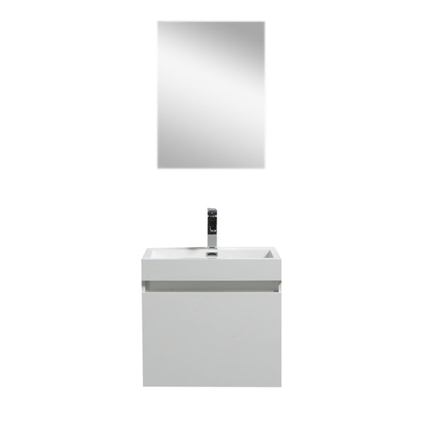 Eviva Drop 24" White Wall Mount Modern Bathroom Vanity with White Integrated Acrylic Sink