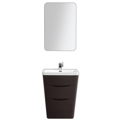 Eviva Victoria 25" Chest Nut Modern Bathroom Vanity with White Integrated Acrylic Sink