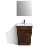 Eviva Victoria 25" Rosewood Modern Bathroom Vanity with White Integrated Acrylic Sink