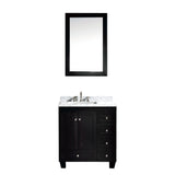 Eviva Acclaim C. 30" Transitional Espresso Bathroom Vanity with white carrera marble counter-top