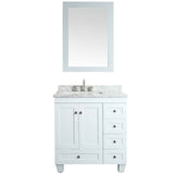 Eviva Acclaim C. 30" Transitional White Bathroom Vanity with white carrera marble counter-top
