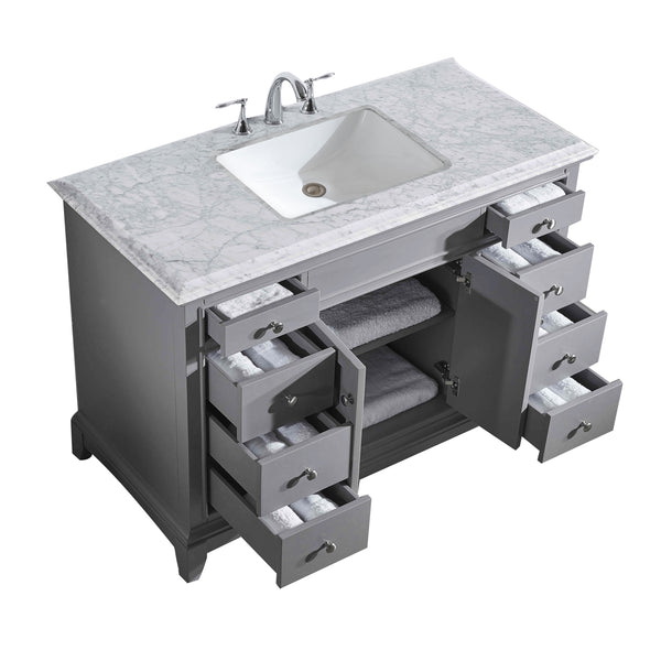 Eviva Elite Princeton 42" Gray Bathroom Vanity w/ Double Ogee Edge White Carrara Top