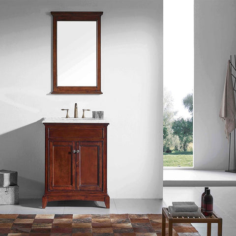Eviva Elite Princeton 30" Teak Bathroom Vanity w/ Double Ogee Edge Crema Marfil Top