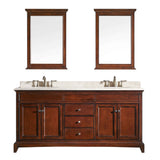 Eviva Elite Stamford? 60" Brown Solid Wood Bathroom Vanity Set with Double OG Crema Marfil Marble Top & White Undermount Porcelain Sinks