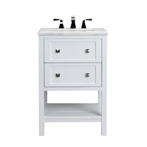 Eviva Natalie F.? 24" White Bathroom Vanity with White Jazz Marble Counter-top & White Undermount Porcelain Sink