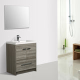Eviva Lugano 30" Ash Modern Bathroom Vanity w/ White Integrated Top