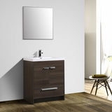 Eviva Lugano 30" Gray Oak Modern Bathroom Vanity w/ White Integrated Top