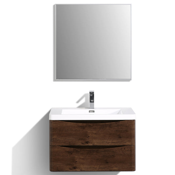 Eviva Smile? 30" Rosewood Modern Bathroom Vanity Set with Integrated White Acrylic Sink