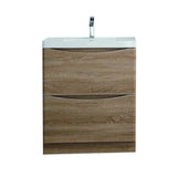 Eviva Smile? 30" White Oak Modern Bathroom Vanity Set with Integrated White Acrylic Sink Free Standing