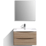 Eviva Smile? 30" White Oak Wall Mount Modern Bathroom Vanity Set with Integrated White Acrylic Sink