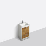 Eviva Grace 24" Natural Oak/White Bathroom Vanity w/ White Integrated Top