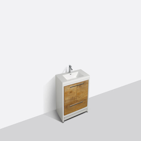 Eviva Grace 36" Natural Oak/White Bathroom Vanity w/ White Integrated Top