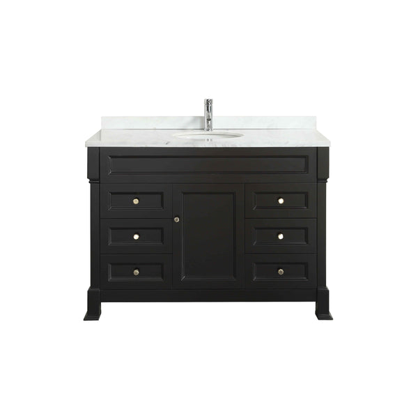 Eviva Tim 48" Espresso Bathroom Vanity with White Carrera Counter-top & Porcelain Sink