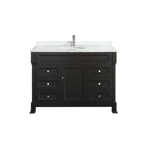 Eviva Tim 48" Espresso Bathroom Vanity with White Carrera Counter-top & Porcelain Sink