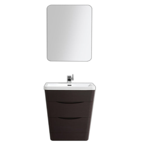 Eviva Victoria 32" Chest Nut Modern Bathroom Vanity with White Integrated Acrylic Sink