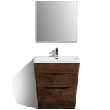 Eviva Victoria 32" Rosewood Modern Bathroom Vanity with White Integrated Acrylic Sink