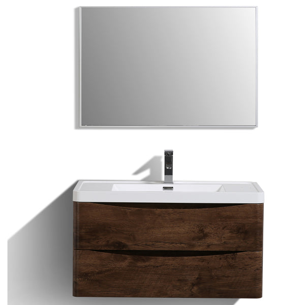 Eviva Smile? 36" Rosewood Modern Bathroom Vanity Set with Integrated White Acrylic Sink