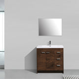 Eviva Lugano 36" Rosewood Modern Bathroom Vanity w/ White Integrated Top