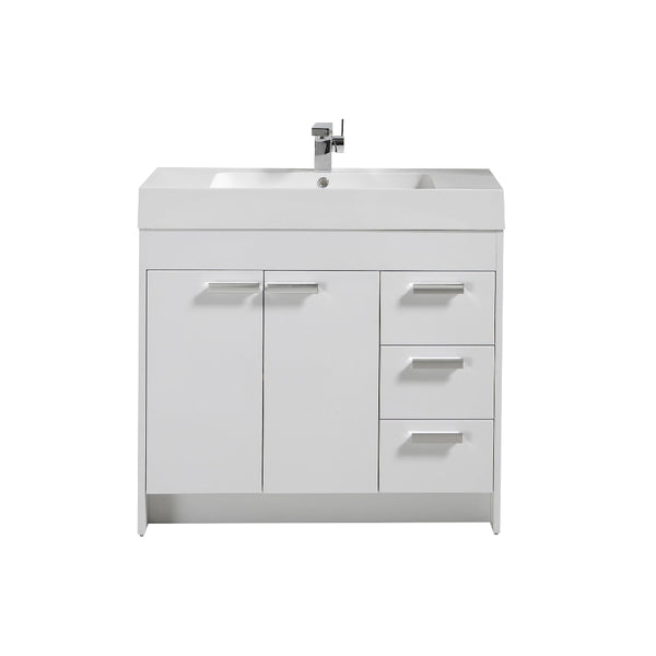 Eviva Lugano 36" White Modern Bathroom Vanity with White Integrated Acrylic Sink 