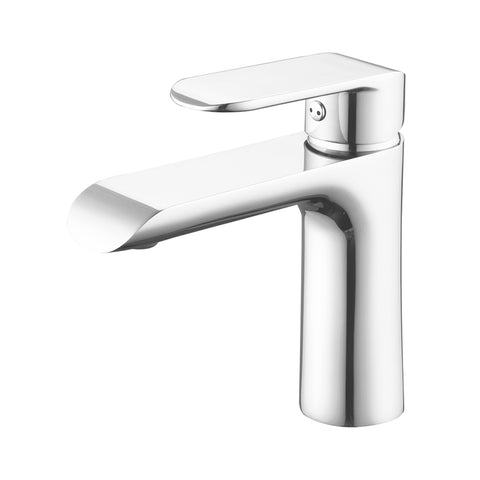 Single Handle Lavatory Faucet - Chrome / White