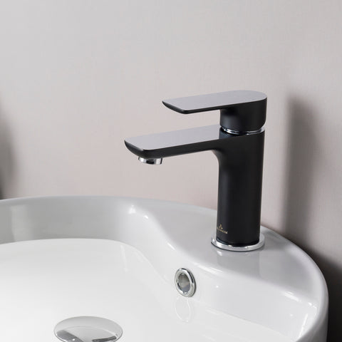 Single Handle Lavatory Faucet - Chrome / Matte Black