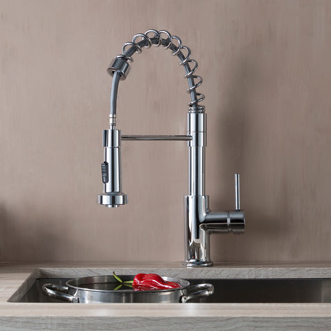 Single Handle Pull Out Kitchen Faucet - Chrome