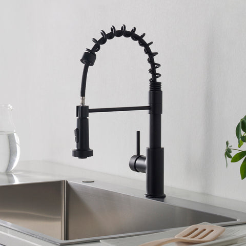 Single Handle Pull Down Kitchen Faucet - Matte Black