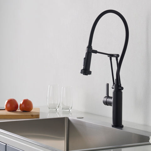 Single Handle Pull Out Kitchen Faucet - Matte Black