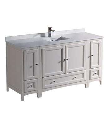 Fresca Oxford 60" Antique White Traditional Bathroom Cabinets w/ Top & Sink