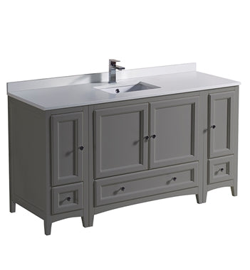 Fresca Oxford 60" Gray Traditional Bathroom Cabinets w/ Top & Sink