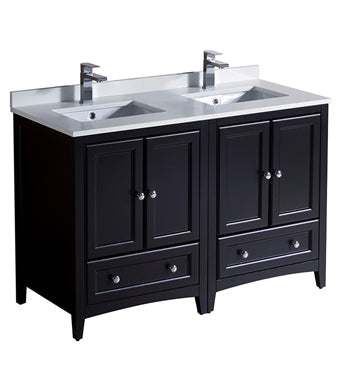 Fresca Oxford 48" Espresso Traditional Double Sink Bathroom Cabinets w/ Top & Sinks